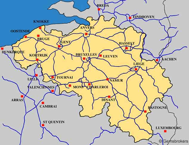 carte des autoroutes en Belgique